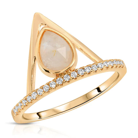 Pave Triangle Ring - Moonstone