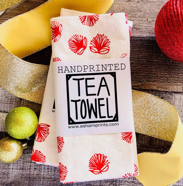 Lehua Red Tea Towel