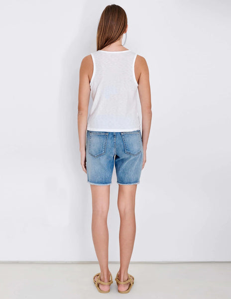 Sleeveless Twist Tie Tank - White