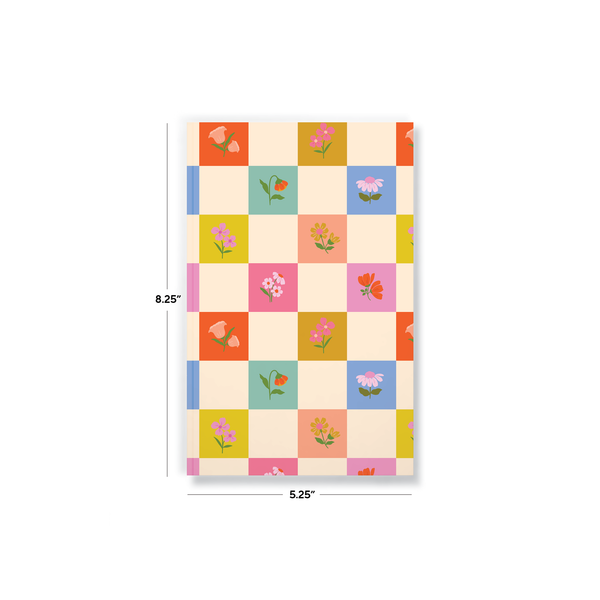 Petals and Checkers Classic Layflat Journal Notebook