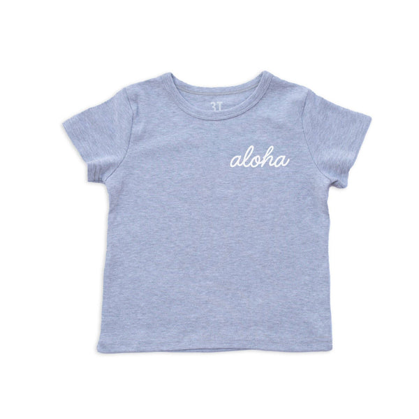 Aloha Cursive Kids Organic Cotton Tee | Varied Colors