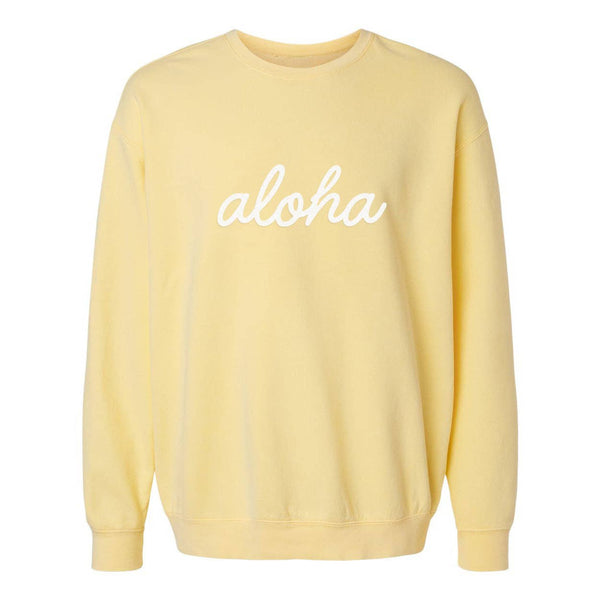 Aloha Cursive Vintage Washed Sweatshirt | Varied Colors