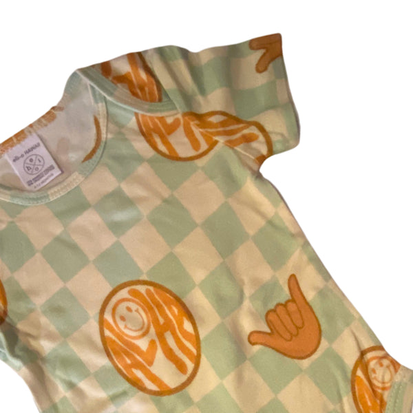 Classic Onesie - Aloha Smiley Checkered Mint