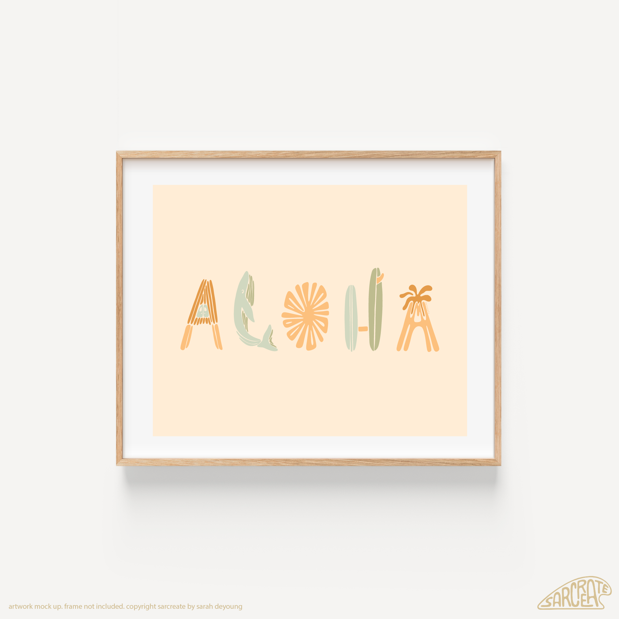 Aloha Shapes 8x10 Print | Whale, Volcano, Opihi, Surfboard