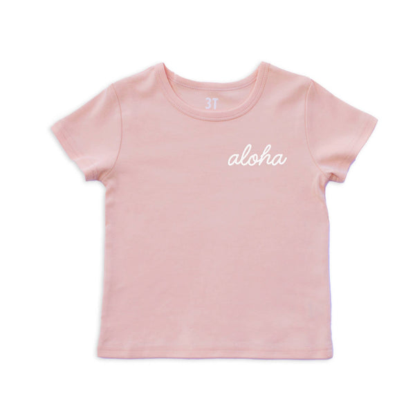 Aloha Cursive Kids Organic Cotton Tee | Varied Colors