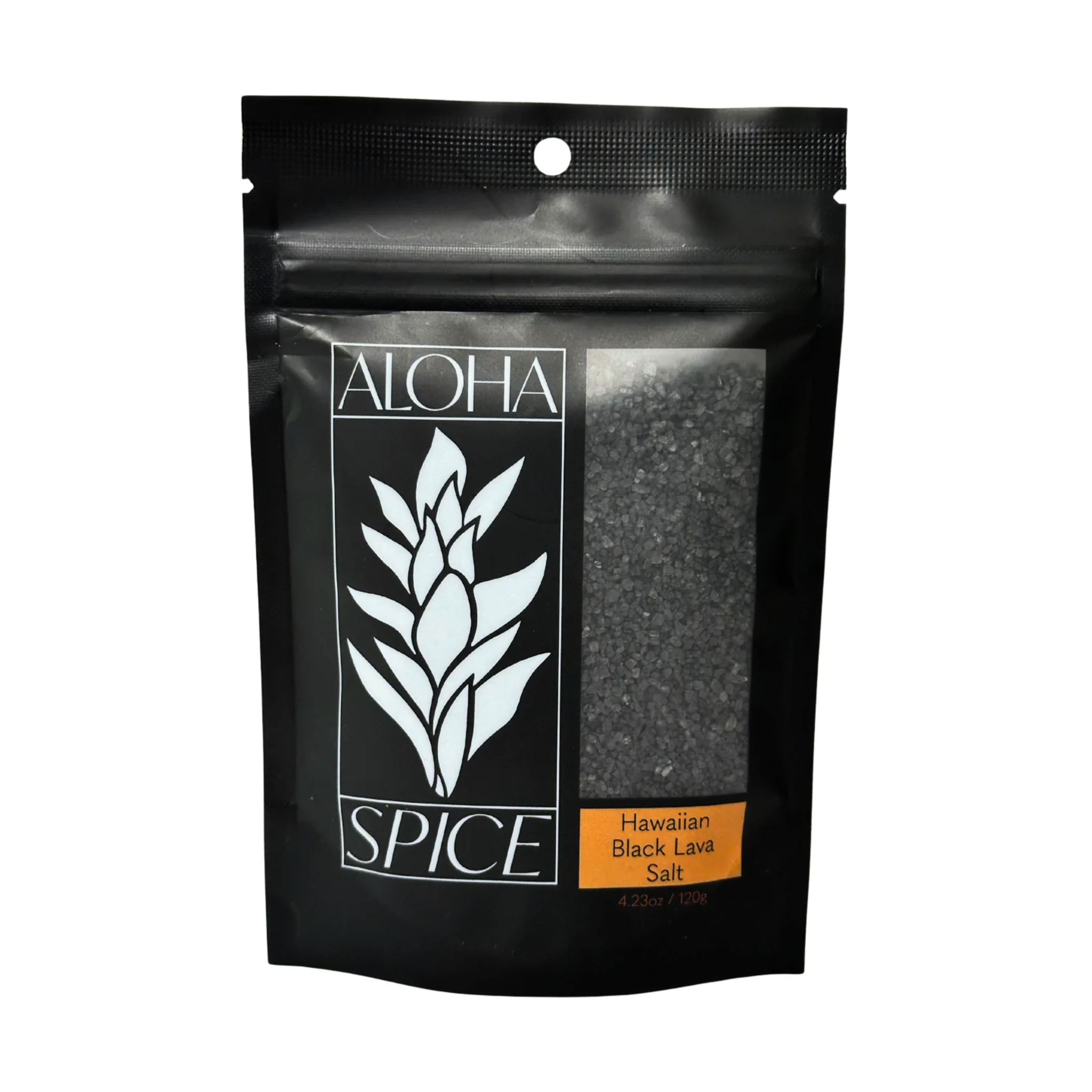 Black Lava Hawaiian Sea Salt 4.23 Oz. Stand Up Pouch