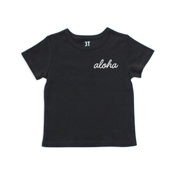 Aloha Cursive Kids Organic Cotton Tee | Varied Colors