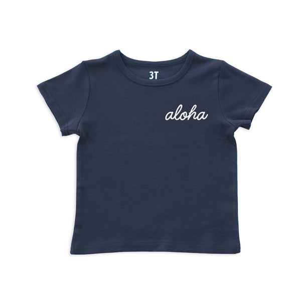 Aloha Cursive Kids Organic Cotton Tee | Varied Colors