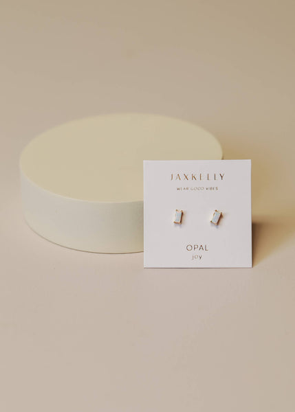 Baguette - White Opal - Earring