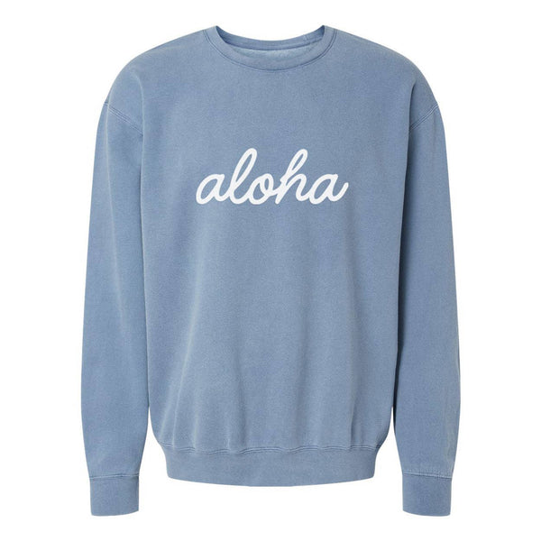 Aloha Cursive Vintage Washed Sweatshirt | Varied Colors
