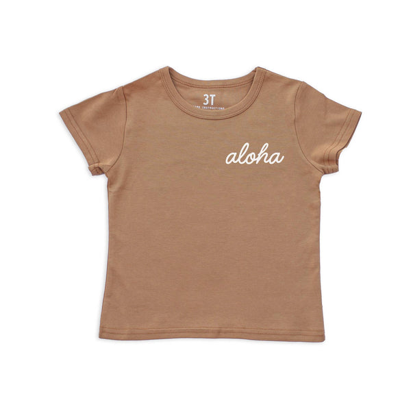 Aloha Cursive Kids Organic Cotton Tee | Varied Colors
