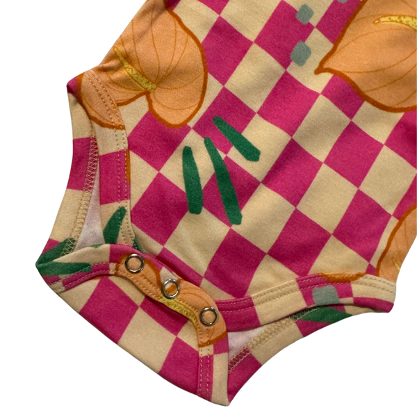 Classic Onesie - Checkered Pink Anthuriums