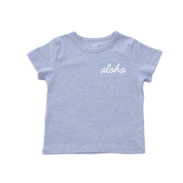 Aloha Cursive Kids Organic Cotton Tee | Varied Colors