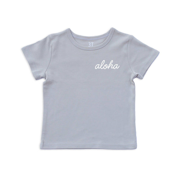 Aloha Cursive Kids Organic Cotton Tee | Varied Colors