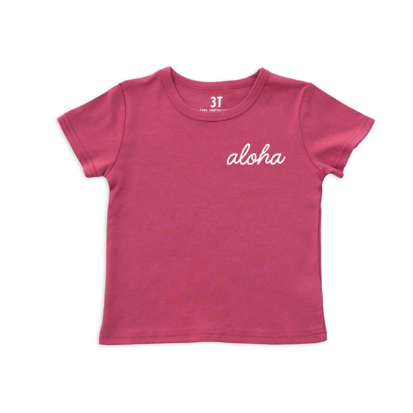 Aloha Cursive Kids Organic Cotton Tee | Varied Colors