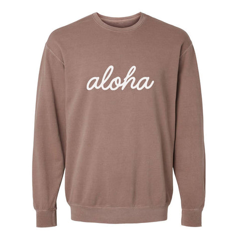 Aloha Cursive Vintage Washed Sweatshirt | Varied Colors