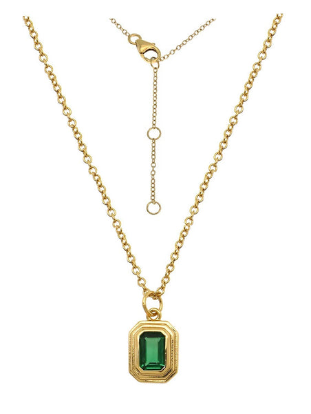 Ames Emerald Amulet Pendant Necklace in Gold