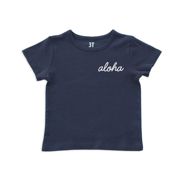 Aloha Cursive Kids Organic Cotton Tee | Varied Colors