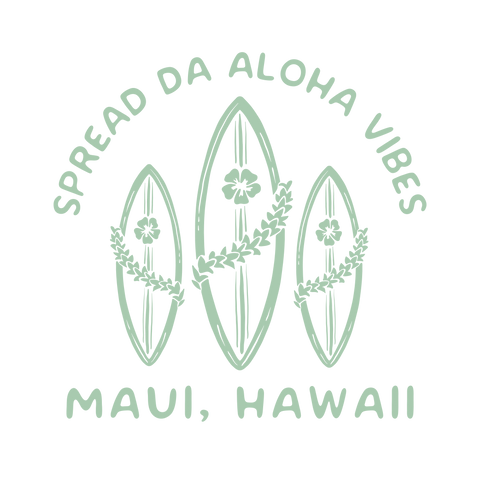 Spread Da Aloha Three Surfboards Maui Hawaii Sticker | Green