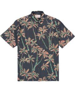 Coco Breeze Palm Print Aloha Shirt | Black