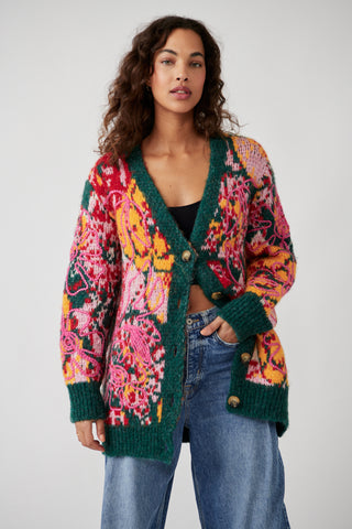 Free People Alexis Sweater With Knit Florals