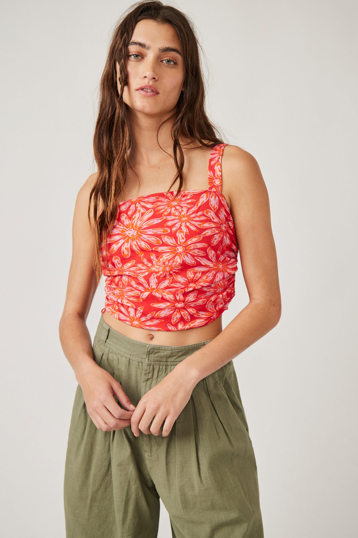All Tied up Floral Tank - Red & Orange