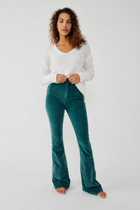 Free People Jayde Corduroy Flare Pant In Forest Green