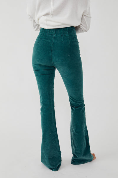 Free People Jayde Corduroy Flare Pant In Forest Green