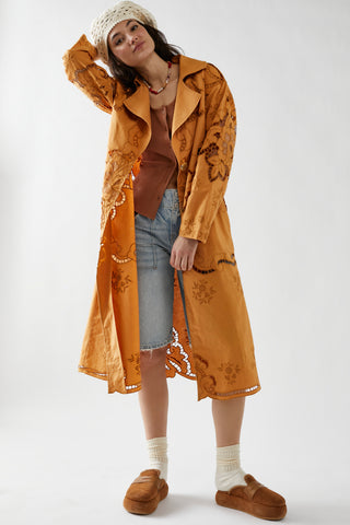 Free People Susanna Duster Jacket With Lace Cutouts