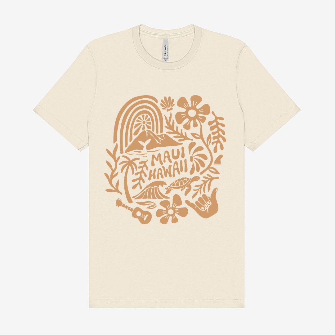 Maui Hawaii Iconic North Shore Things Unisex Tee | Natural