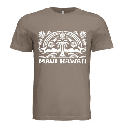 Maui Scenic Palm & Ocean Tee | Pebble Brown