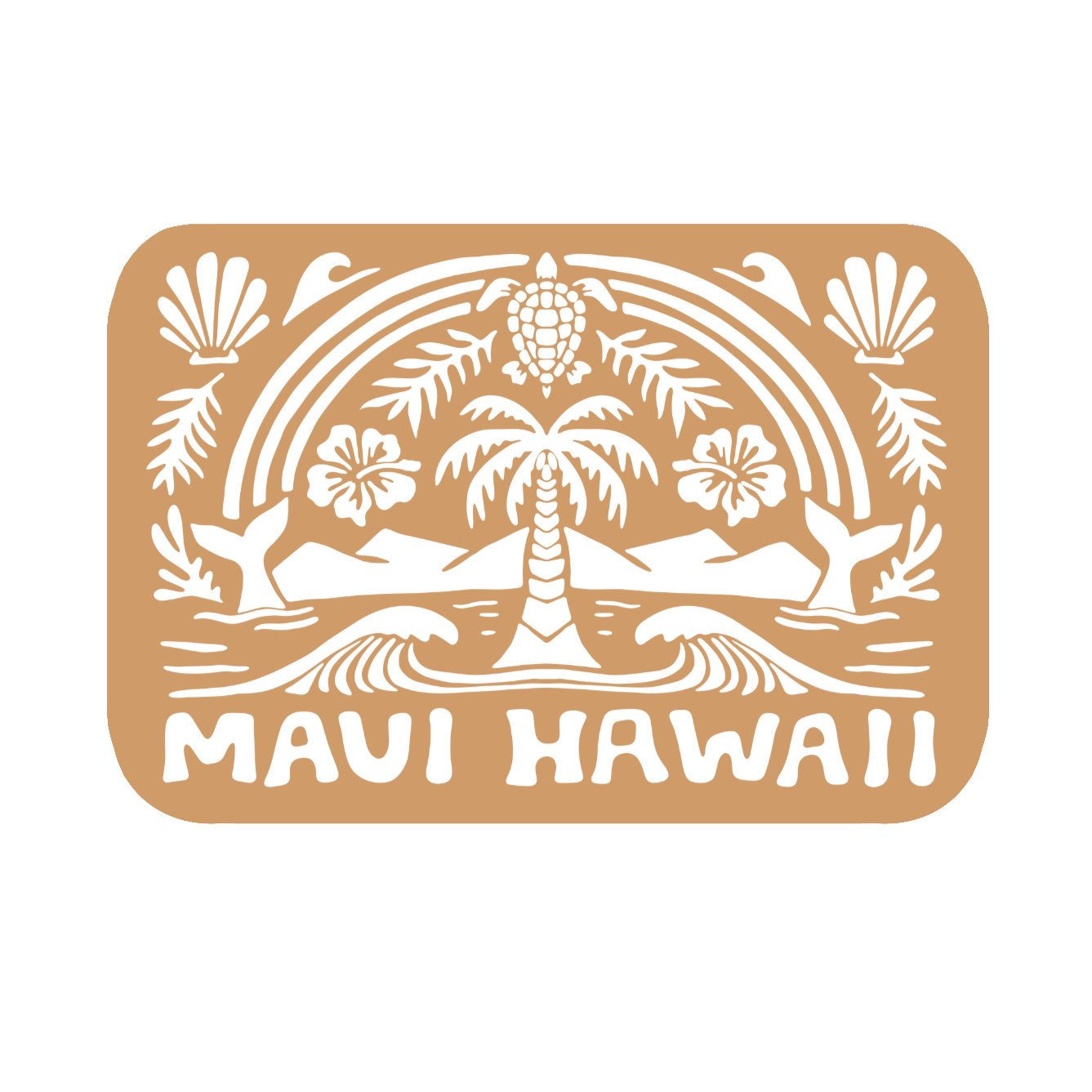 Maui Hawaii Scenic Palm Wave Sticker