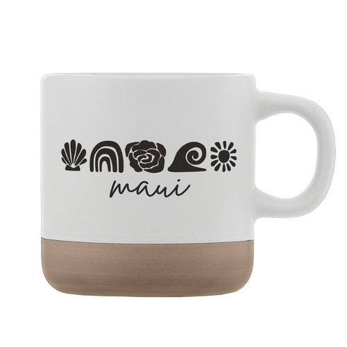 Maui Icons Mug | White & Tan