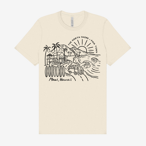 Paia Town Scene Unisex Tee | Natural