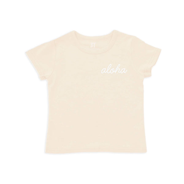 Aloha Cursive Kids Organic Cotton Tee | Varied Colors