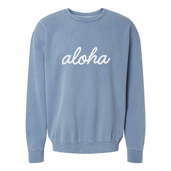 Aloha Cursive Vintage Washed Sweatshirt | Varied Colors