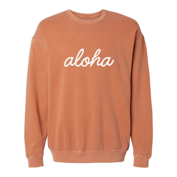 Aloha Cursive Vintage Washed Sweatshirt | Varied Colors