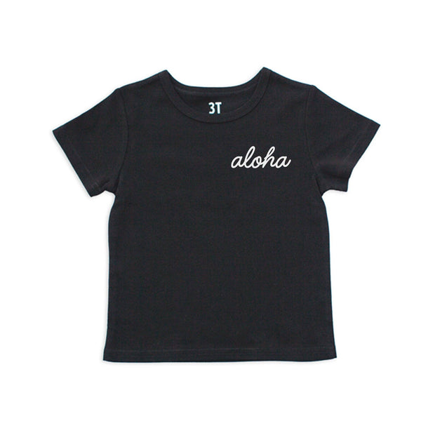 Aloha Cursive Kids Organic Cotton Tee | Varied Colors