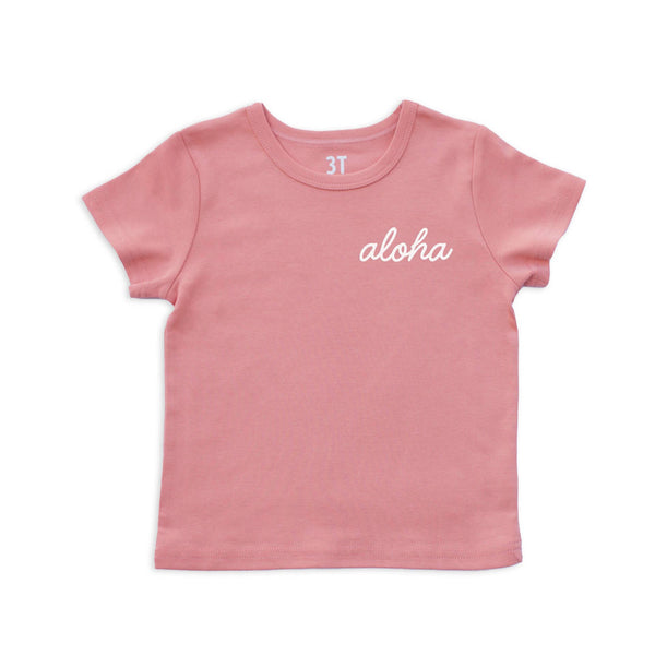 Aloha Cursive Kids Organic Cotton Tee | Varied Colors