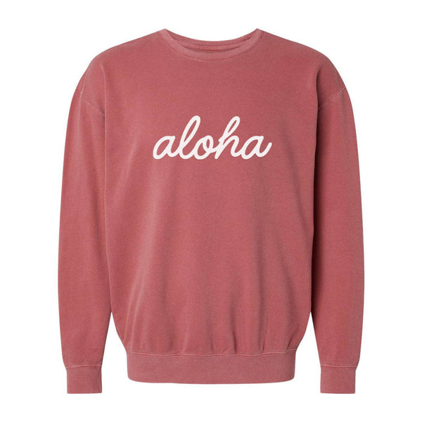 Aloha Cursive Vintage Washed Sweatshirt | Varied Colors