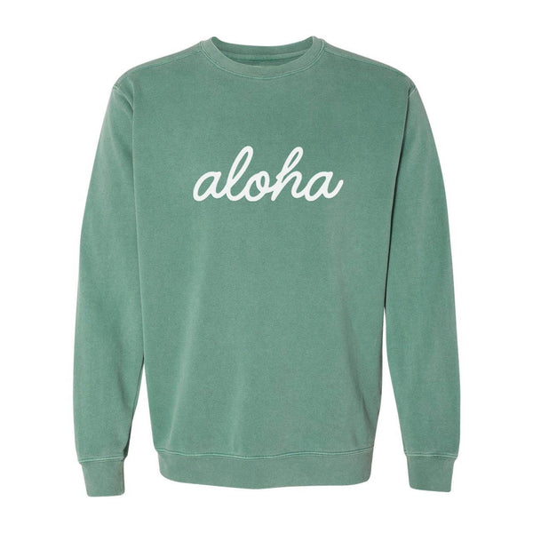 Aloha Cursive Vintage Washed Sweatshirt | Varied Colors