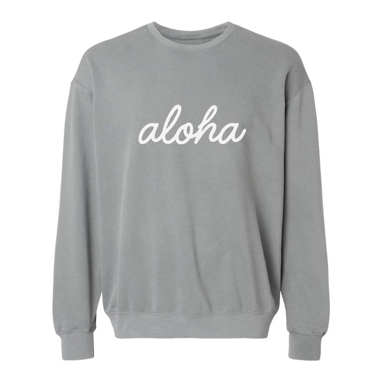 Aloha Cursive Vintage Washed Sweatshirt | Varied Colors
