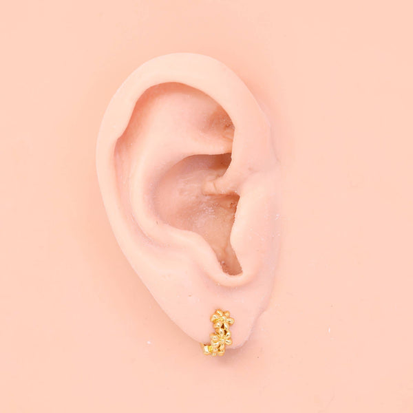 Flora Daisy Huggie Hoops in Gold - Earrings