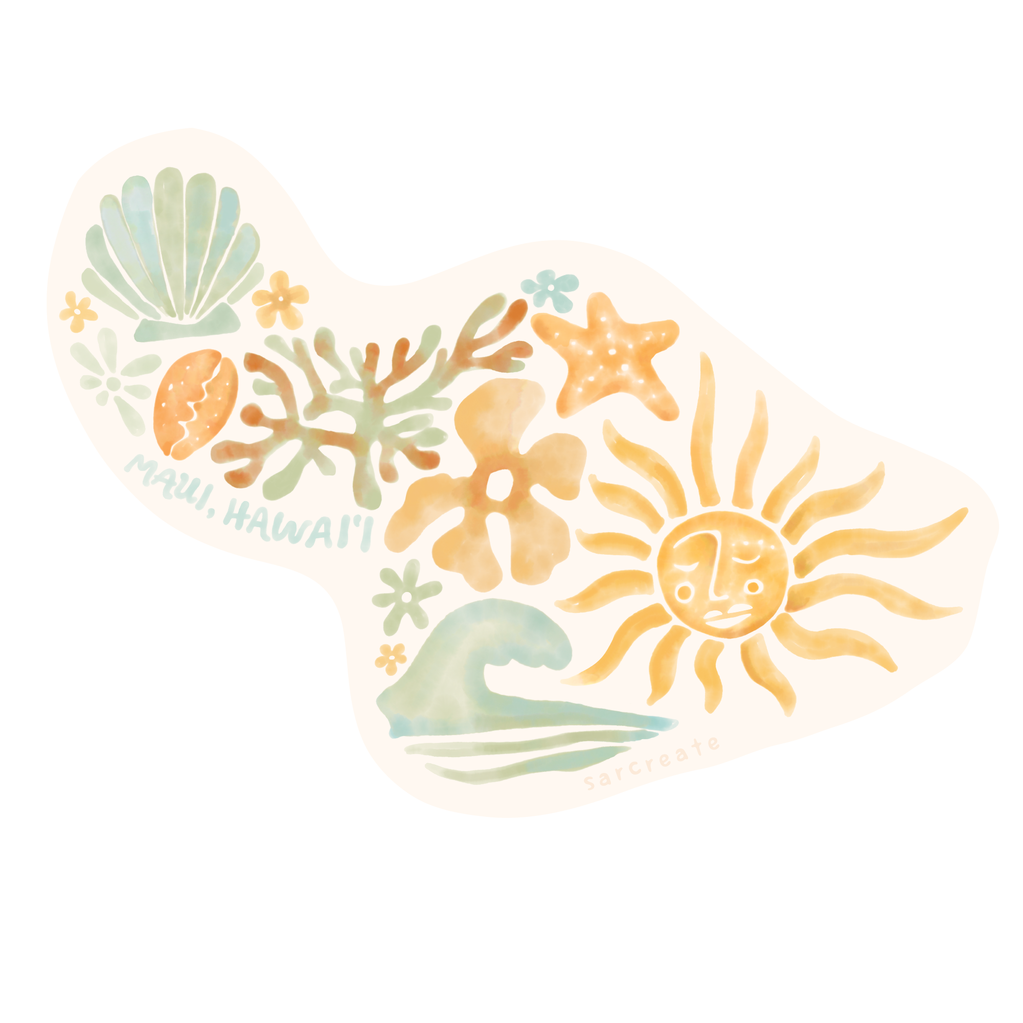 Sticker - Maui Shape Watercolor