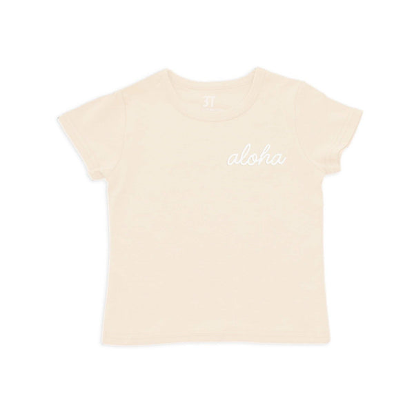 Aloha Cursive Kids Organic Cotton Tee | Varied Colors