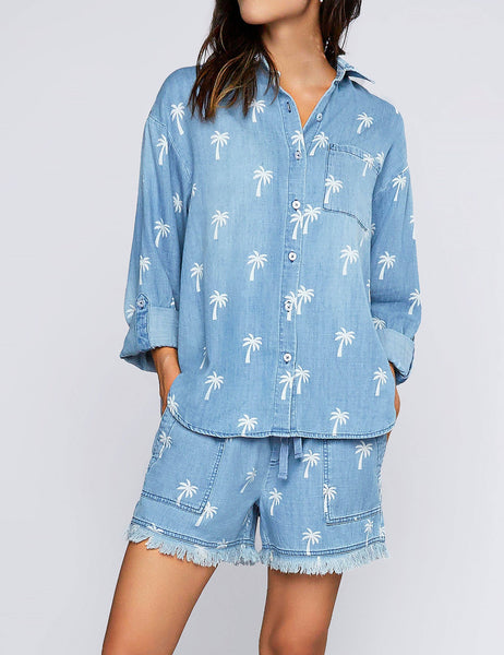 Denim Palms Button Down Shirt