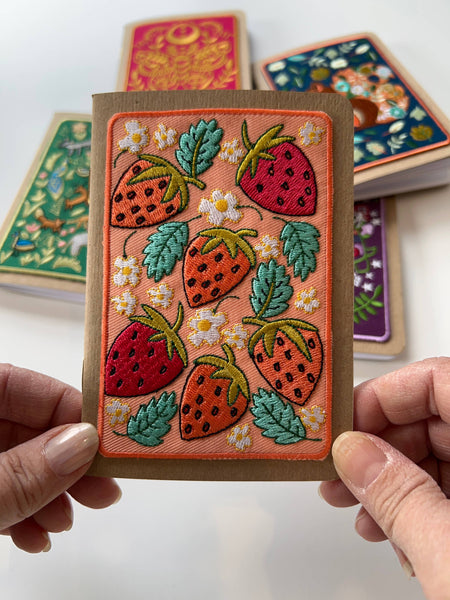 Strawberries Embroidery Pocket Notebook