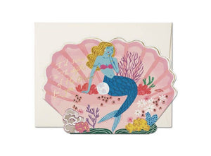 Blue Mermaid Valentine's Day greeting card