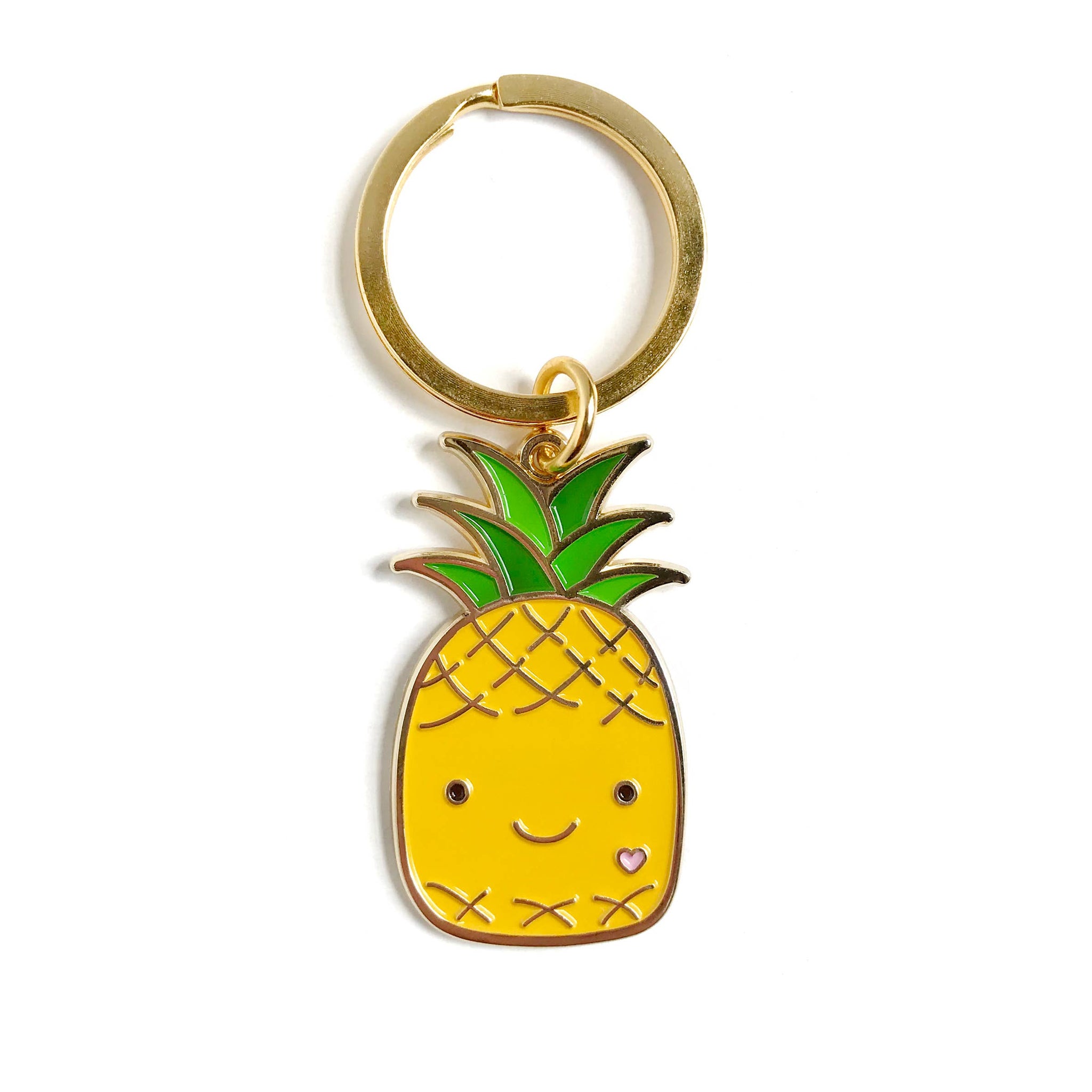 Happy Pineapple Enamel Keychain