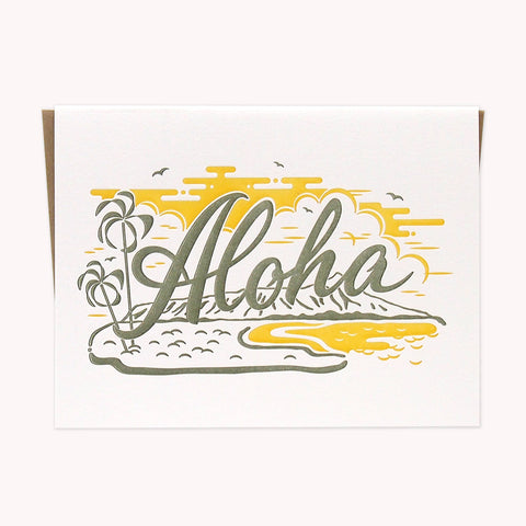 Aloha Diamond Head Letter Pressed Card